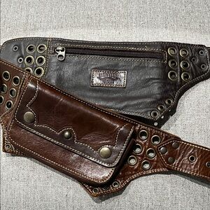 Brown Hipstirr Leather Waist Bag with 4 pockets